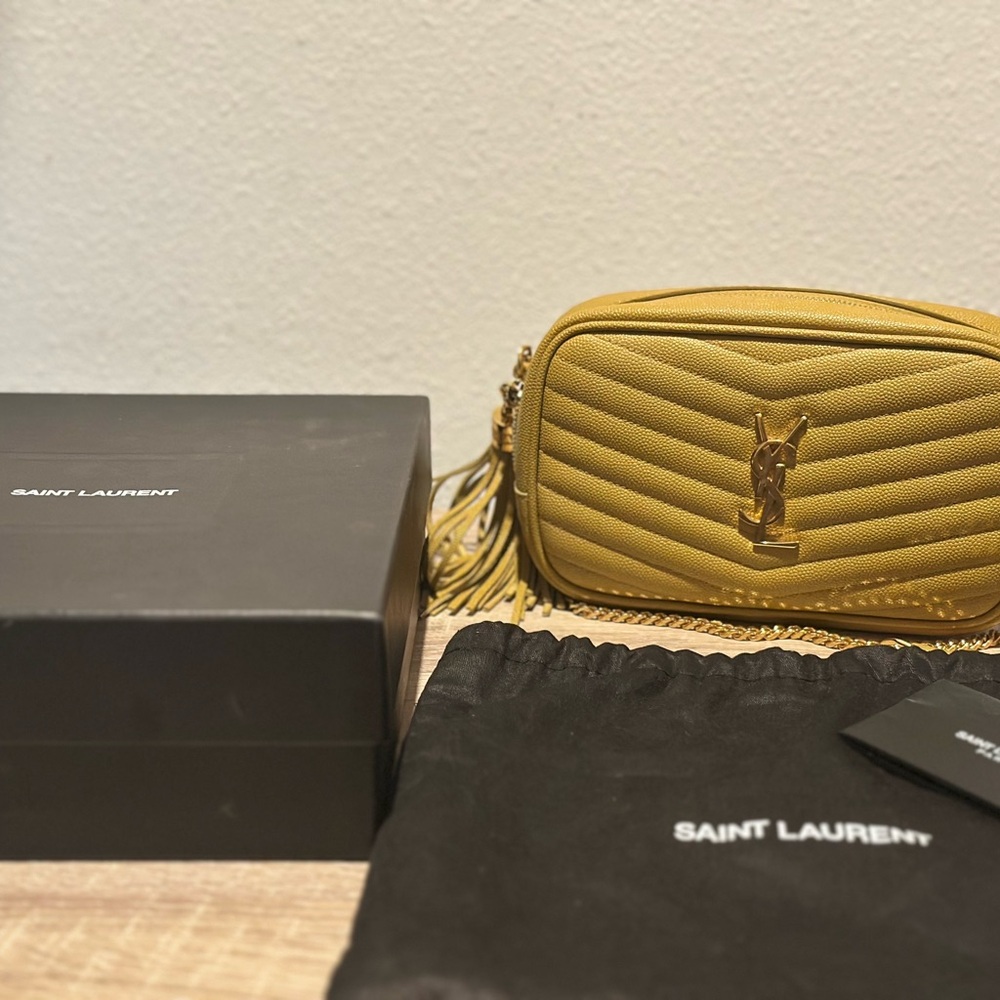 Saint Laurent Mustard Quilted Crossbody Bag